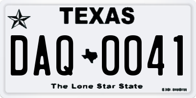 TX license plate DAQ0041