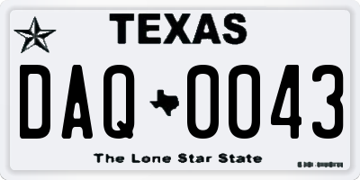TX license plate DAQ0043
