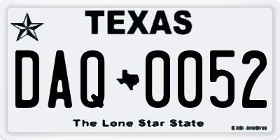 TX license plate DAQ0052