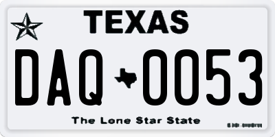 TX license plate DAQ0053