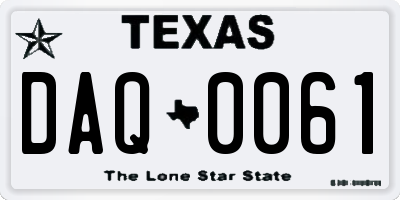 TX license plate DAQ0061