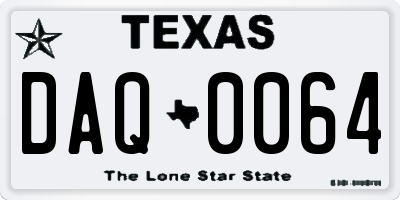 TX license plate DAQ0064