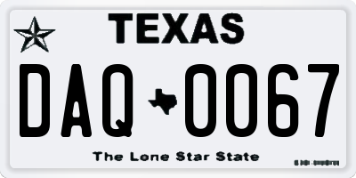 TX license plate DAQ0067