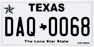 TX license plate DAQ0068