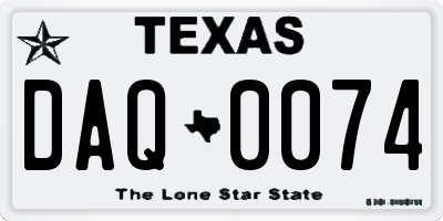 TX license plate DAQ0074