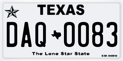 TX license plate DAQ0083