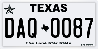 TX license plate DAQ0087