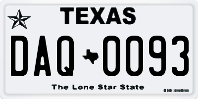 TX license plate DAQ0093