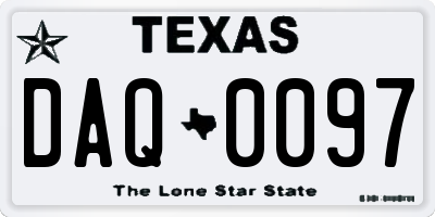 TX license plate DAQ0097