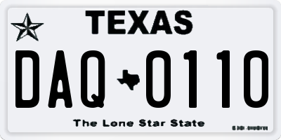 TX license plate DAQ0110