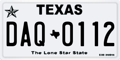 TX license plate DAQ0112