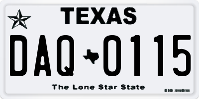 TX license plate DAQ0115