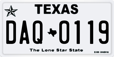 TX license plate DAQ0119