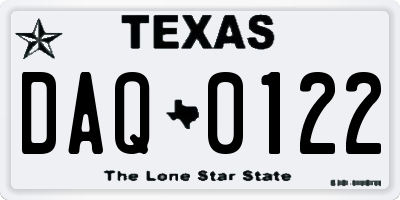 TX license plate DAQ0122