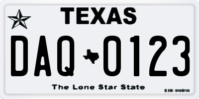 TX license plate DAQ0123