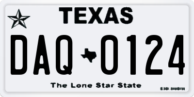 TX license plate DAQ0124