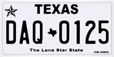 TX license plate DAQ0125