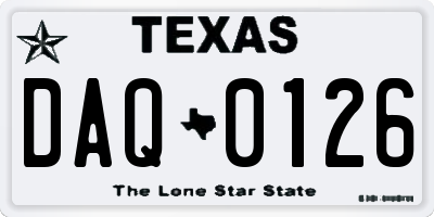 TX license plate DAQ0126
