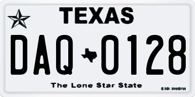 TX license plate DAQ0128