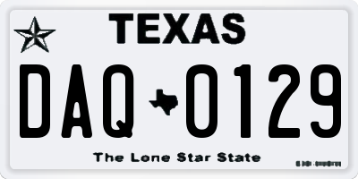 TX license plate DAQ0129