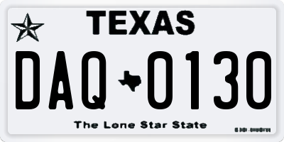 TX license plate DAQ0130