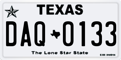 TX license plate DAQ0133