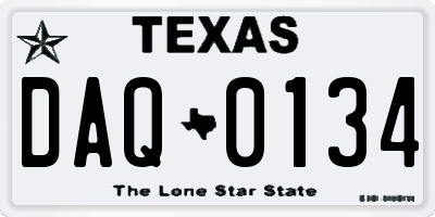 TX license plate DAQ0134