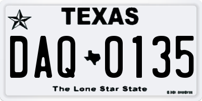 TX license plate DAQ0135