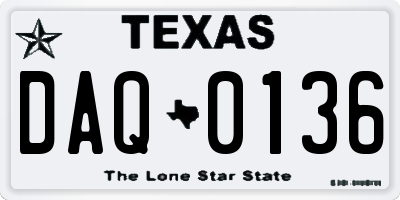 TX license plate DAQ0136