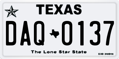 TX license plate DAQ0137