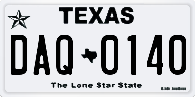 TX license plate DAQ0140