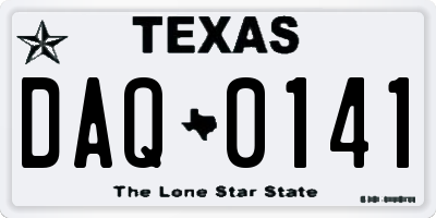 TX license plate DAQ0141