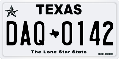 TX license plate DAQ0142