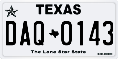 TX license plate DAQ0143