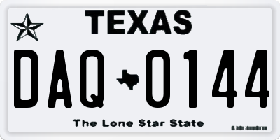 TX license plate DAQ0144