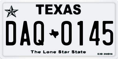 TX license plate DAQ0145