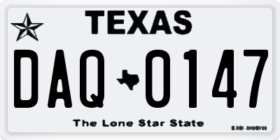 TX license plate DAQ0147