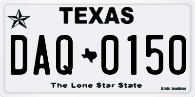 TX license plate DAQ0150