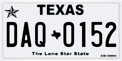 TX license plate DAQ0152