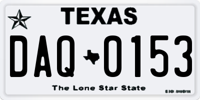 TX license plate DAQ0153
