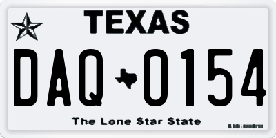TX license plate DAQ0154
