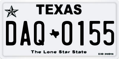TX license plate DAQ0155