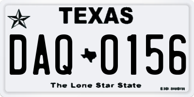 TX license plate DAQ0156