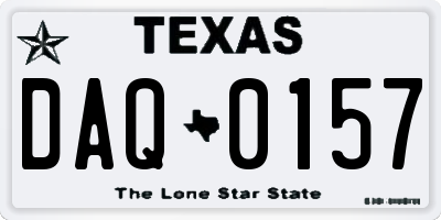 TX license plate DAQ0157