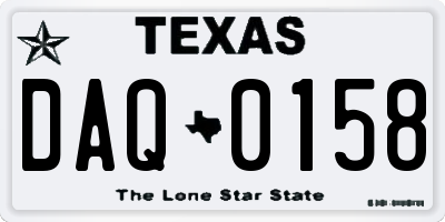 TX license plate DAQ0158