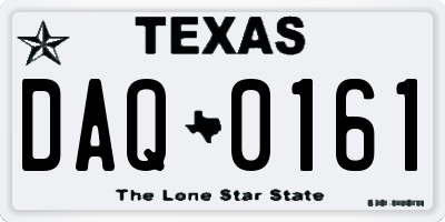 TX license plate DAQ0161