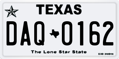 TX license plate DAQ0162