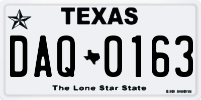 TX license plate DAQ0163