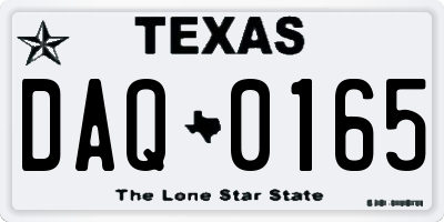 TX license plate DAQ0165