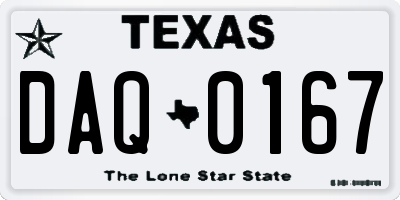 TX license plate DAQ0167